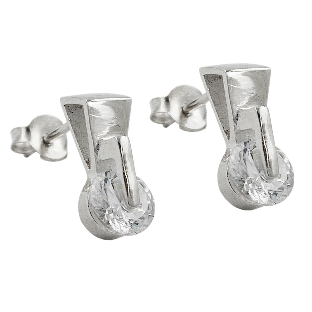 Ørestik 13x6mm trekant med Cubic Zirconia Sølv 925