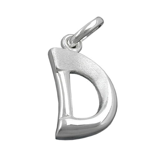 Vedhæng 15x9mm bogstav D Delvist mat Blank sølv 925