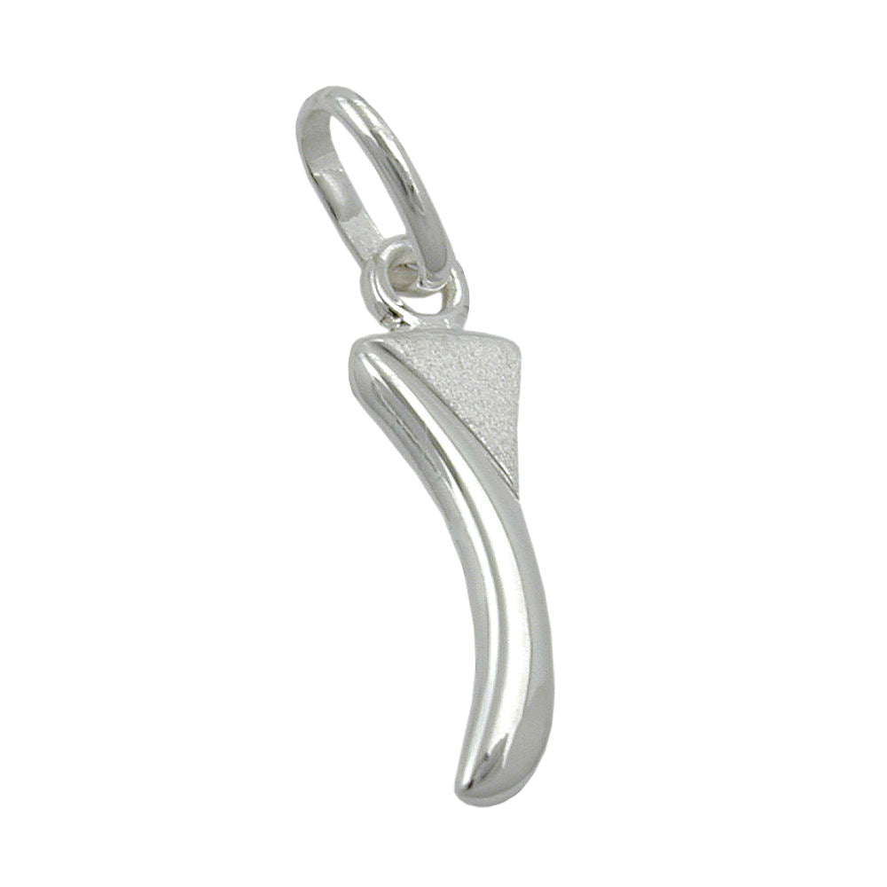 Vedhæng 15x5mm Letter I delvist matet skinnende sølv 925