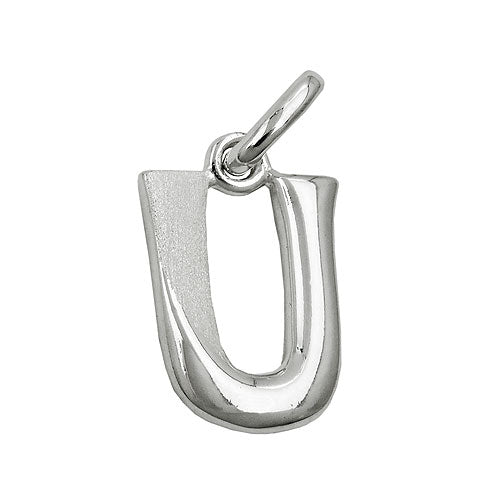 Pendler 15x9mm Letter U delvist mat blank sølv 925