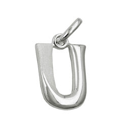 Pendler 15x9mm Letter U delvist mat blank sølv 925