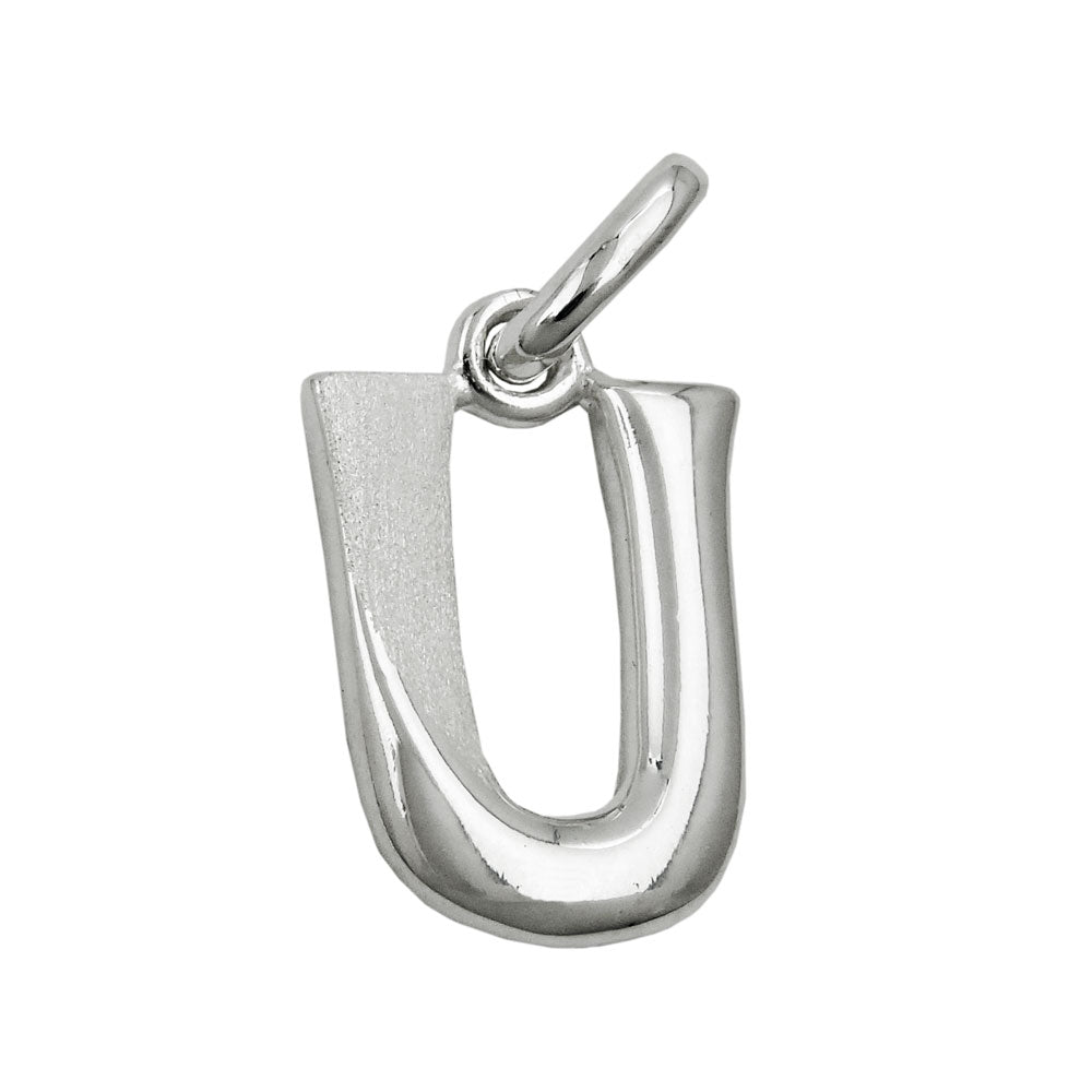 Pendler 15x9mm Letter U delvist mat blank sølv 925