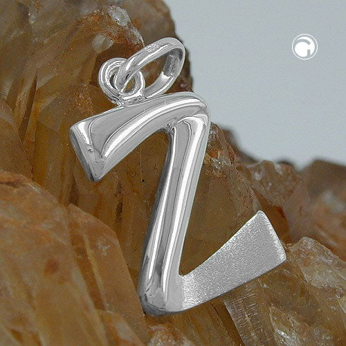 Vedhæng 15x10mm bogstav Z Delvist frostet Blank sølv 925