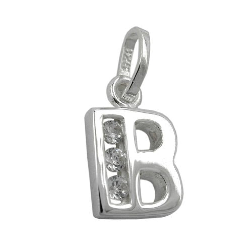 Vedhæng 8x7mm bogstav B Skinnende med kubisk zirkonia Sølv 925