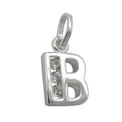 Vedhæng 8x7mm bogstav B Skinnende med kubisk zirkonia Sølv 925