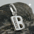 Vedhæng 8x7mm bogstav B Skinnende med kubisk zirkonia Sølv 925