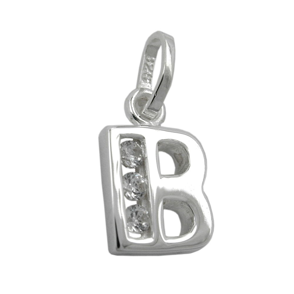 Vedhæng 8x7mm bogstav B Skinnende med kubisk zirkonia Sølv 925