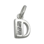 Vedhæng 8x7mm bogstav D Skinnende med kubisk zirkonia sølv 925