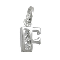 Vedhæng 8x7mm bogstav Femte Skinnende med Kubisk zirkonia Sølv 925
