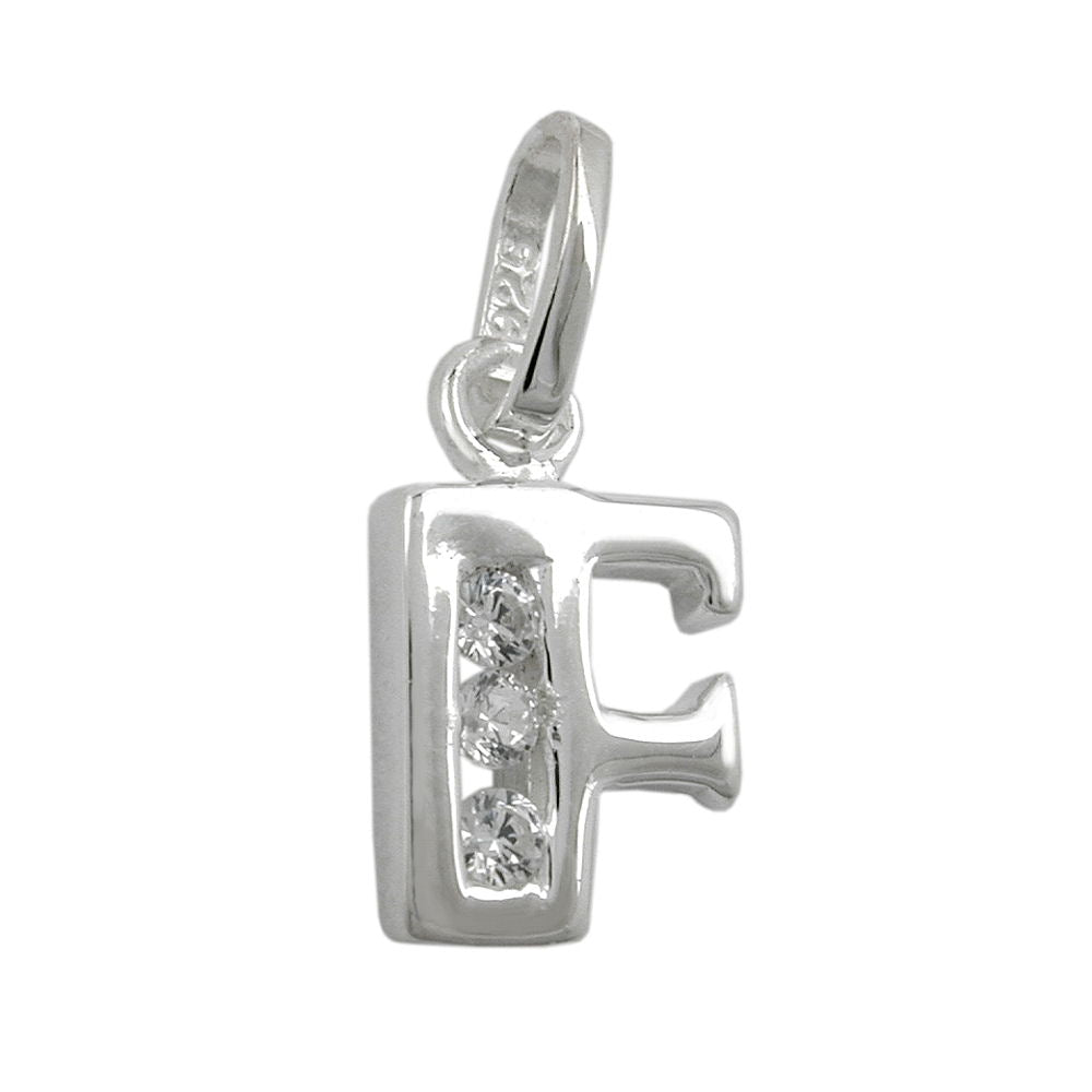 Vedhæng 8x7mm bogstav Femte Skinnende med Kubisk zirkonia Sølv 925