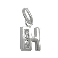 Vedhæng 8x7mm bogstav hængende skinnende med kubiske zirkonier sølv 925