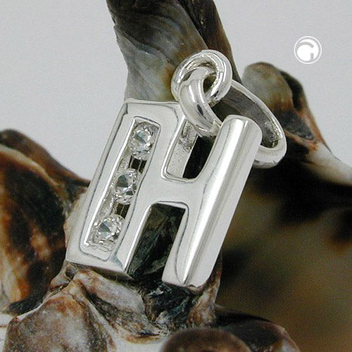 Vedhæng 8x7mm bogstav hængende skinnende med kubiske zirkonier sølv 925