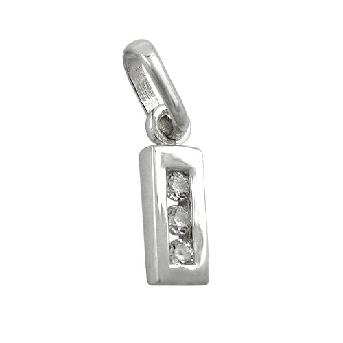 Vedhæng 8x3mm Letter I skinnende med zirkoniaer sølv 925