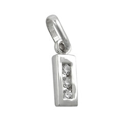 Vedhæng 8x3mm Letter I skinnende med zirkoniaer sølv 925