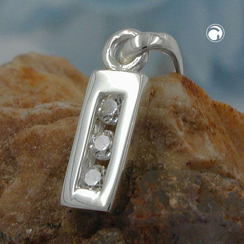 Vedhæng 8x3mm Letter I skinnende med zirkoniaer sølv 925