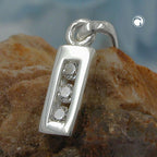 Vedhæng 8x3mm Letter I skinnende med zirkoniaer sølv 925