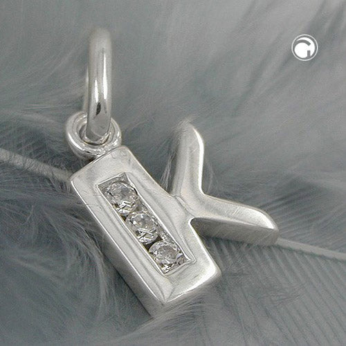 Vedhæng 8x7mm bogstav K Skinnende med kubiske zirkoniaer Sølv 925