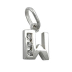 Vedhæng 8x7mm bogstav W Skinnende med kubiske zirkonia sølv 925