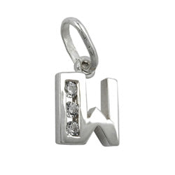 Vedhæng 8x7mm bogstav W Skinnende med kubiske zirkonia sølv 925
