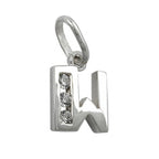 Vedhæng 8x7mm bogstav W Skinnende med kubiske zirkonia sølv 925