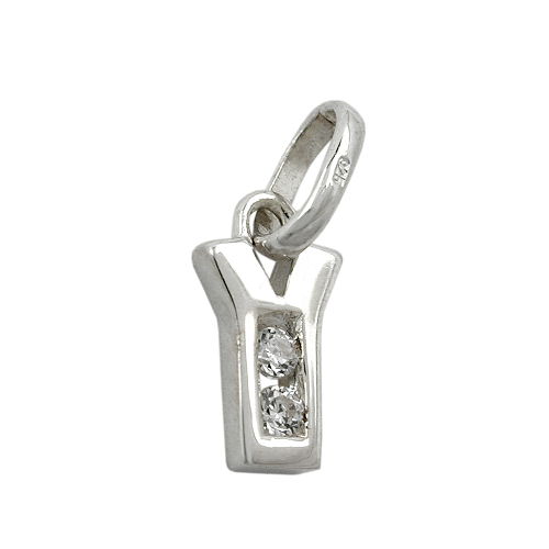 Vedhæng 8x5mm bogstav Y skinnende med Zirconias Sølv 925