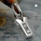 Vedhæng 8x5mm bogstav Y skinnende med Zirconias Sølv 925