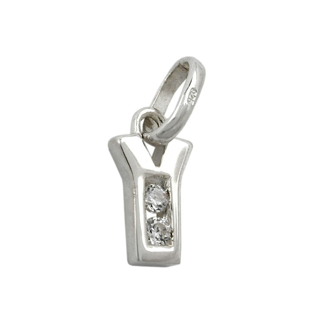 Vedhæng 8x5mm bogstav Y skinnende med Zirconias Sølv 925
