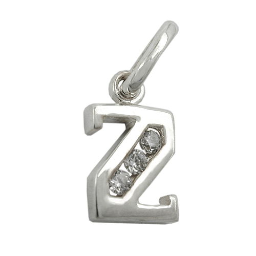 Vedhæng 8x7mm bogstav Z Skinnende med kubisk zirkonia sølv 925