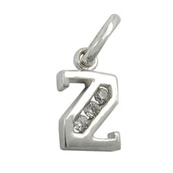 Vedhæng 8x7mm bogstav Z Skinnende med kubisk zirkonia sølv 925