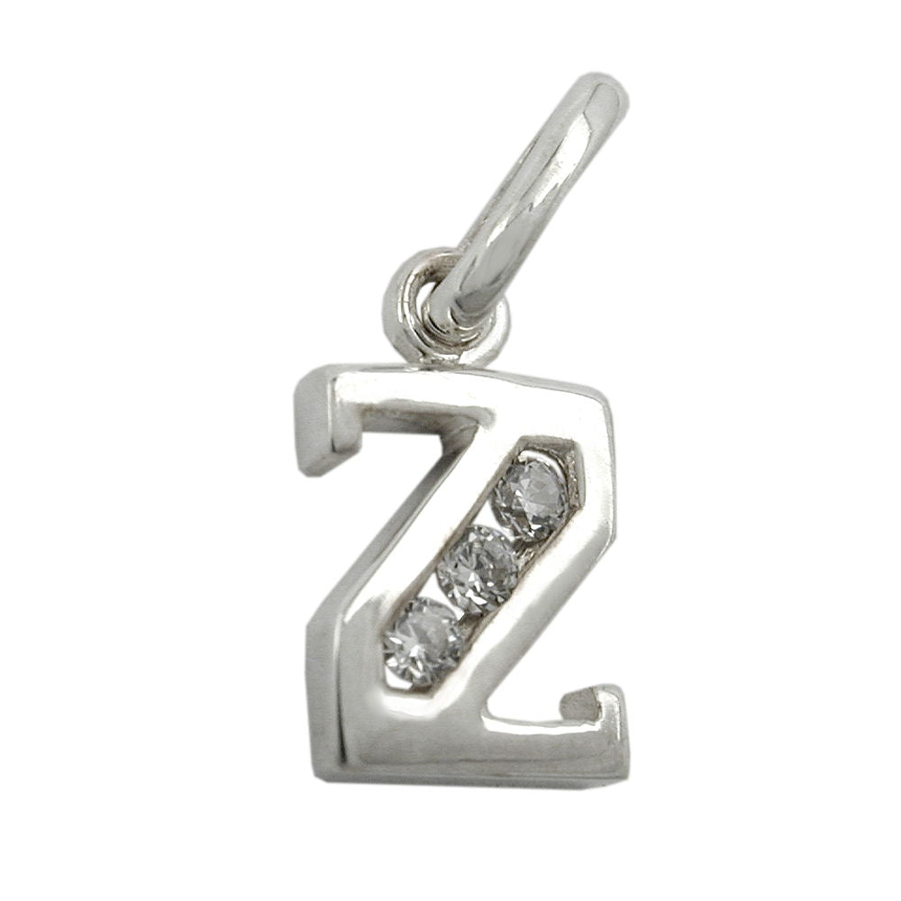 Vedhæng 8x7mm bogstav Z Skinnende med kubisk zirkonia sølv 925