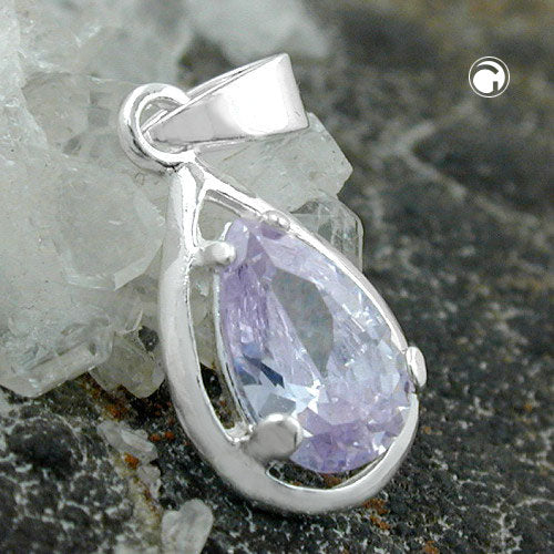 Pendelhæng 14x8mm Cubic zirkonia Lavendel Sølv 925