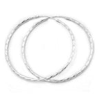 Hoopøreringe, 50mm trådringøreringe, med spænde, diamant sølv 925