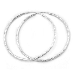 Hoopøreringe, 50mm trådringøreringe, med spænde, diamant sølv 925