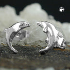 Hingst ørering 10mm springdelfin skinnende sølv 925