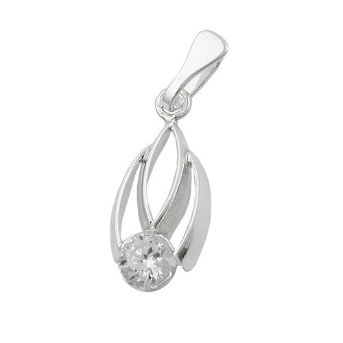 Vedhæng 17x8mm zirkoniahvid skinnende sølv 925