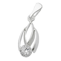 Vedhæng 17x8mm zirkoniahvid skinnende sølv 925