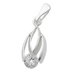 Vedhæng 17x8mm zirkoniahvid skinnende sølv 925