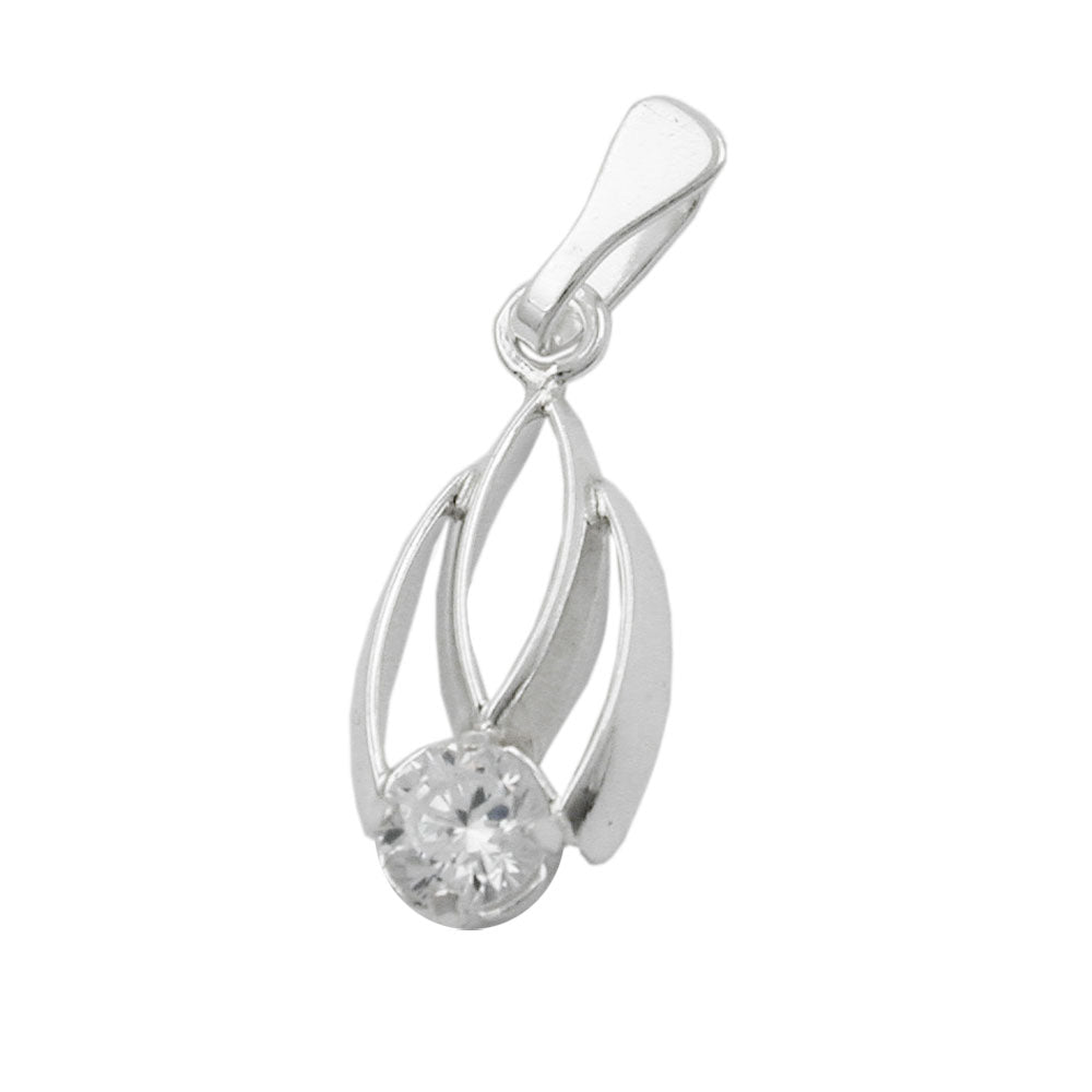 Vedhæng 17x8mm zirkoniahvid skinnende sølv 925