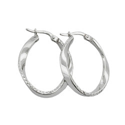Hoopøreringe 26x22mm ovale trådringøreringe med jernspænde rhodiumbelagt diamant sølv 925