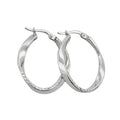 Hoopøreringe 26x22mm ovale trådringøreringe med jernspænde rhodiumbelagt diamant sølv 925