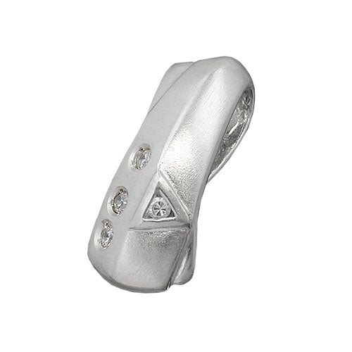 Pendler 20x9mm med 4 kubiske zirkoniaer frostet sølv 925