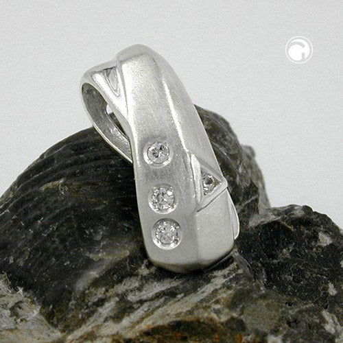 Pendler 20x9mm med 4 kubiske zirkoniaer frostet sølv 925