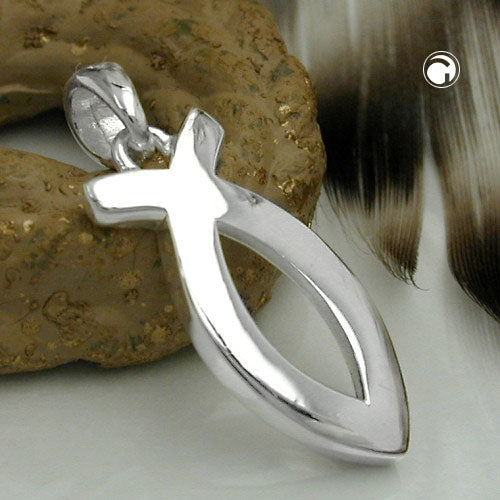 Vedhæng 17x7mm Jesus-tegn Skinnende sølv 925
