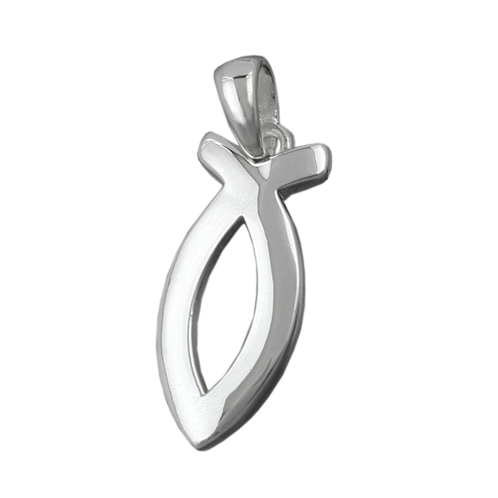 Vedhæng 17x7mm Jesus-tegn Skinnende sølv 925