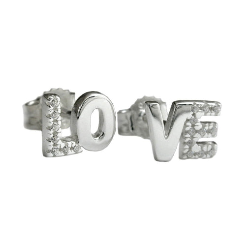 Ørestikker 6x7mm Cubic Zirconia LOVE Sølv 925