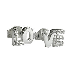Ørestikker 6x7mm Cubic Zirconia LOVE Sølv 925
