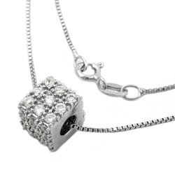 Kæde 0,9 mm Pendlerning med kubisk zirkonia sølv 925 42 cm