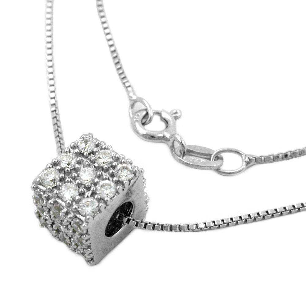 Kæde 0,9 mm Pendlerning med kubisk zirkonia sølv 925 42 cm