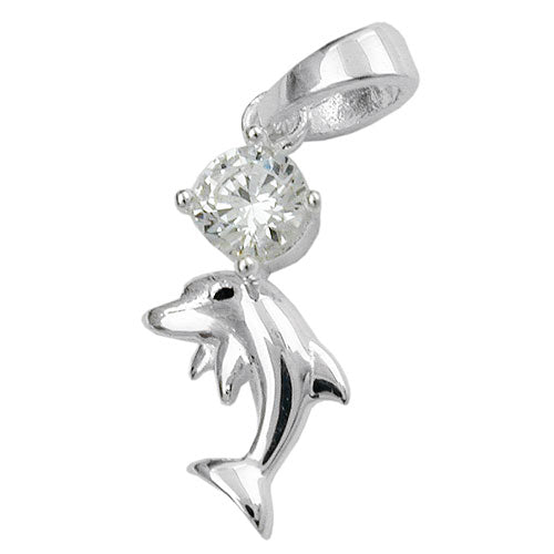 Vedhæng 16x8mm Delfin med zirkonia Shiny Silver 925