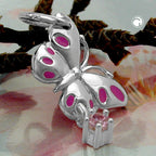 Vedhæng 18x8mm Sommerfugl med Cubic Zirconia Pink Sølv 925